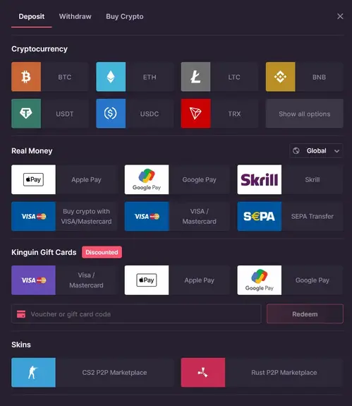 Payment options at 500CSGO